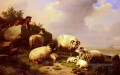 Garder le troupeau par la côte Eugène Verboeckhoven moutons animal